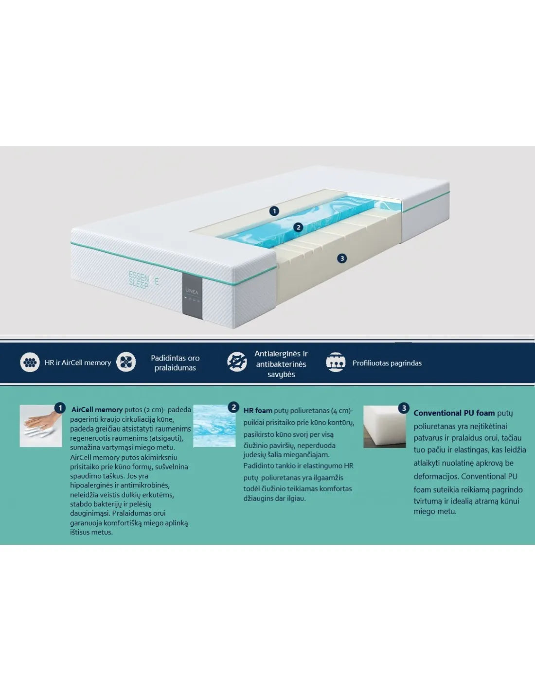 ANTIBAKTERINIS ČIUŽINYS ESSENCE SLEEP LINEA